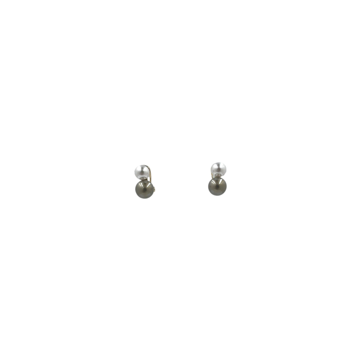 Aretes Perla Mallorca Bijoux | Chapa De Oro Bicolor | Verde Estilo Boquel Doble