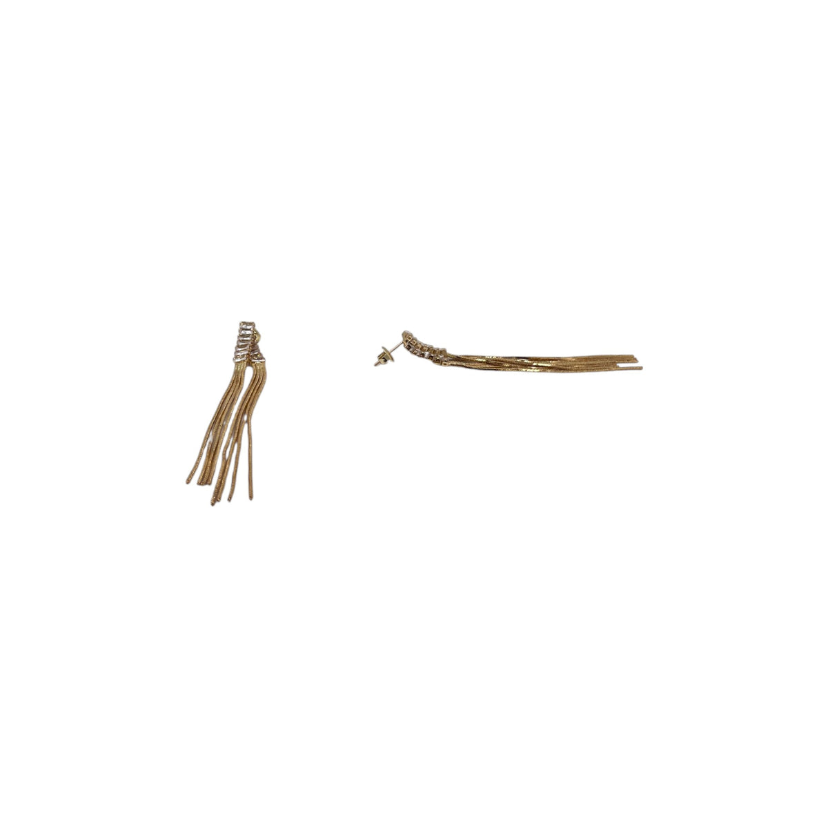 Aretes Largos de Flecos | Cadenas Doradas y Zirconias 75mm