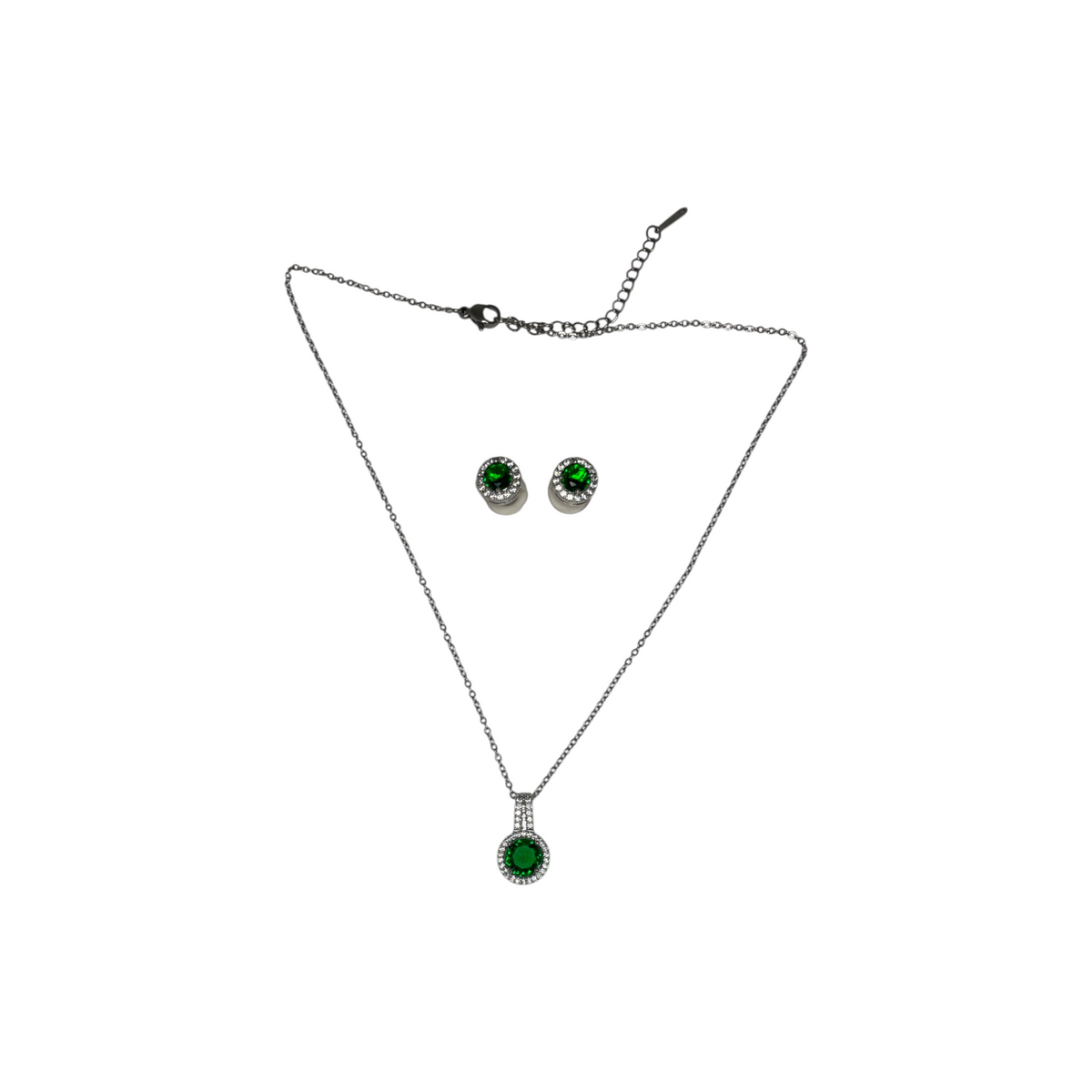Set de Joyería Verde Esmeralda | Zirconia Premium Acero Inox.