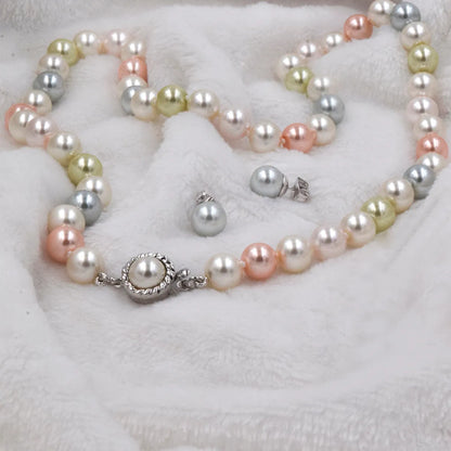 Set Collar y Aretes | De Perlas Mallorca | Bicolor Pasteles 2 Pz 45 Cm