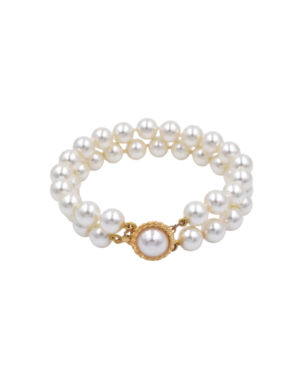 Pulsera Doble de Perla Mallorca | Chapa de Oro 8mm