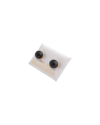 Aretes de Perla Mallorca | Tipo Broquel Negro 8mm