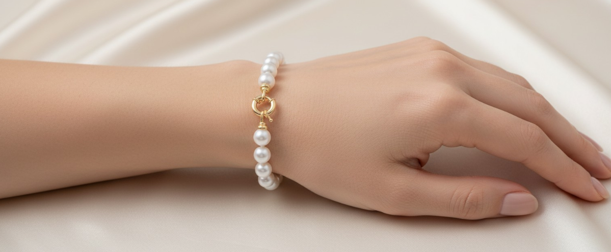 Pulsera de Perla Mallorca | Clásica con Broche Marino 8mm