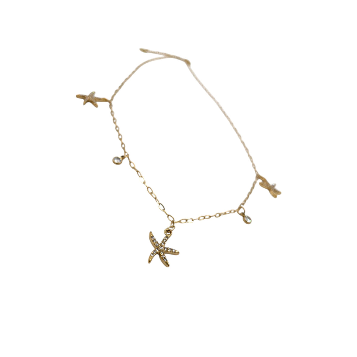Collar de Estrellas de mar | Chapa de oro con Zirconias | Dorado de 45cm