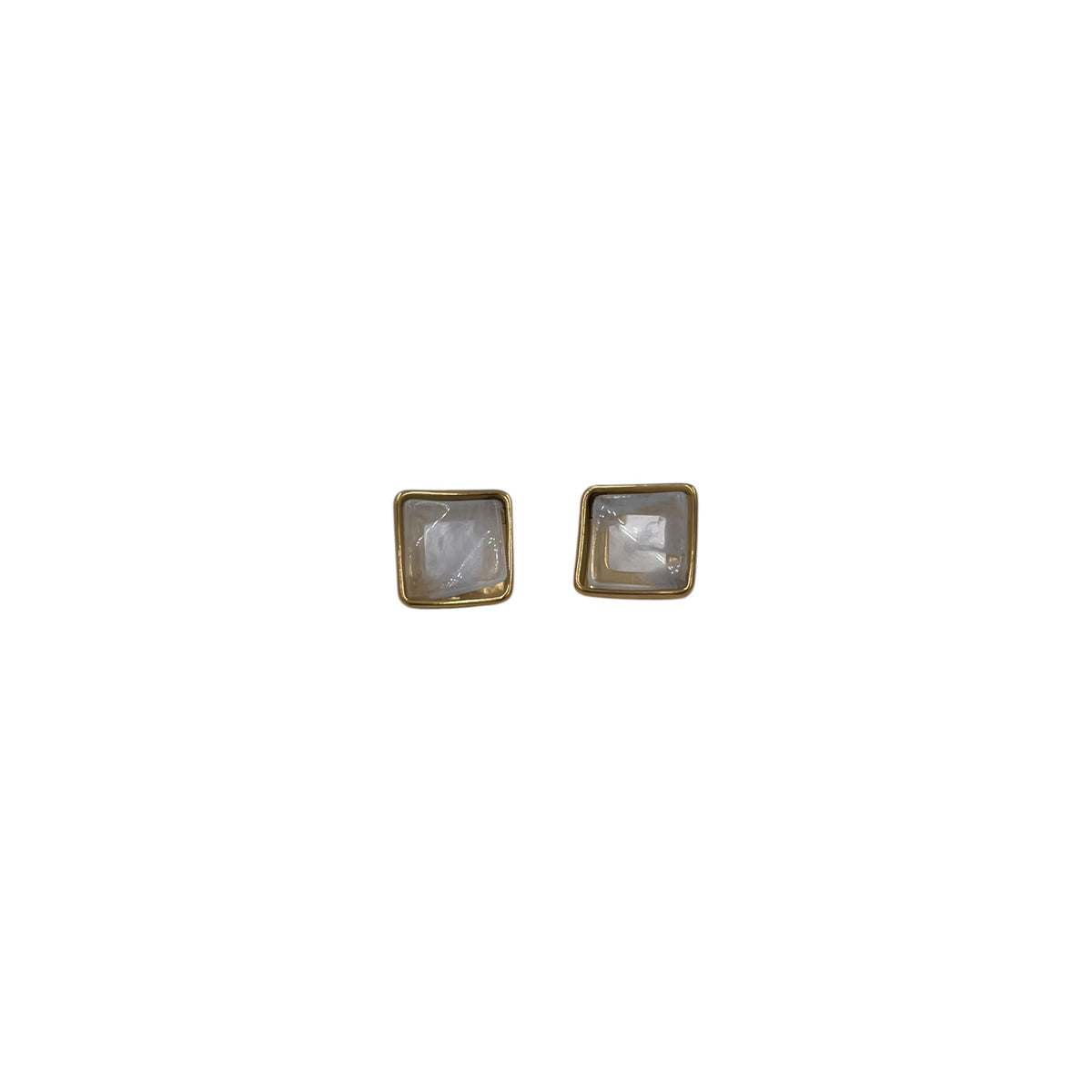 Aretes Cuadrados Irregulares | Acabado Dorado Premium| Tono Azulado Elegante 20mm