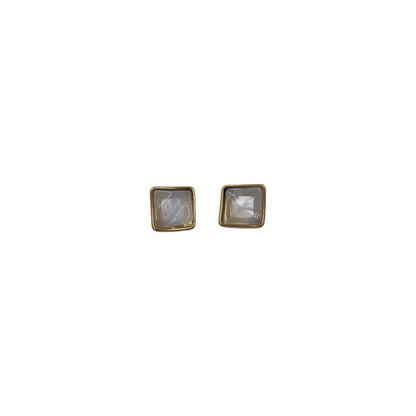 Aretes Cuadrados Irregulares | Acabado Dorado Premium| Tono Azulado Elegante 20mm