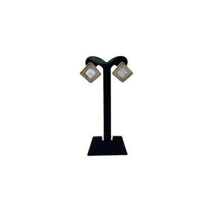 Aretes Cuadrados Irregulares | Acabado Dorado Premium| Tono Azulado Elegante 20mm