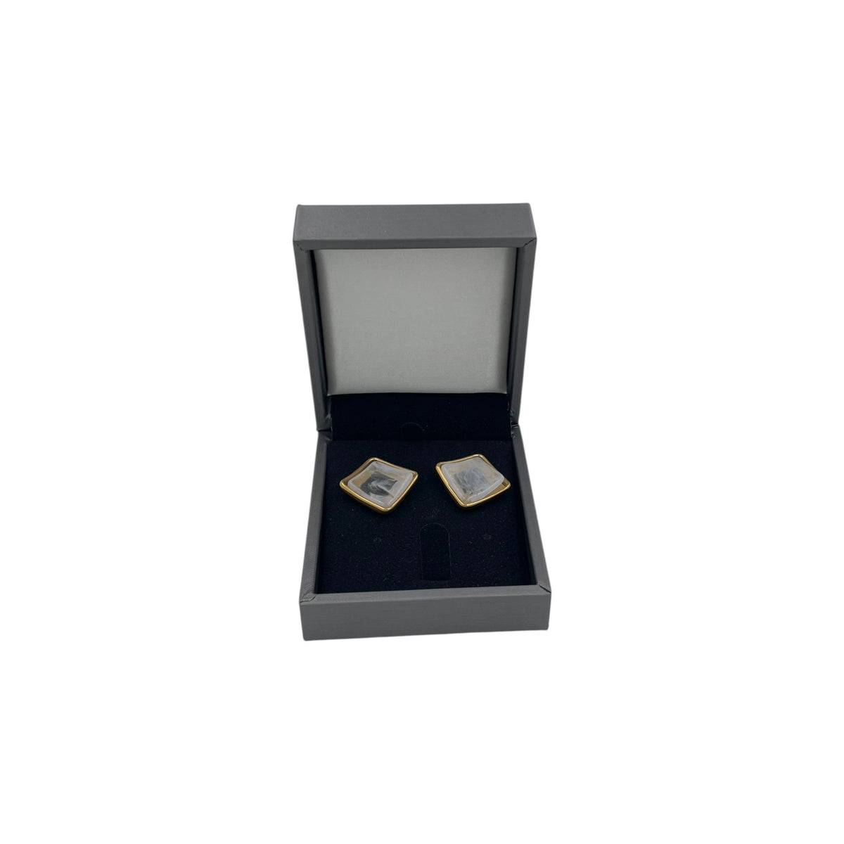 Aretes Cuadrados Irregulares | Acabado Dorado Premium| Tono Azulado Elegante 20mm