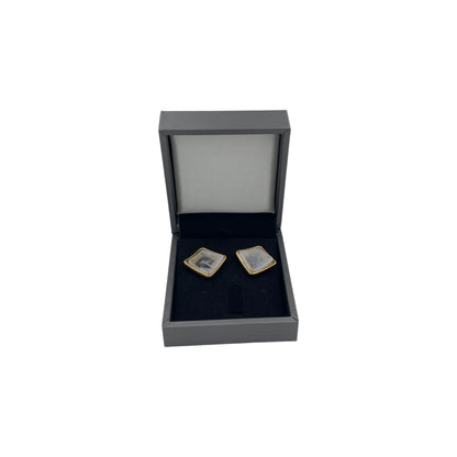Aretes Cuadrados Irregulares | Acabado Dorado Premium| Tono Azulado Elegante 20mm