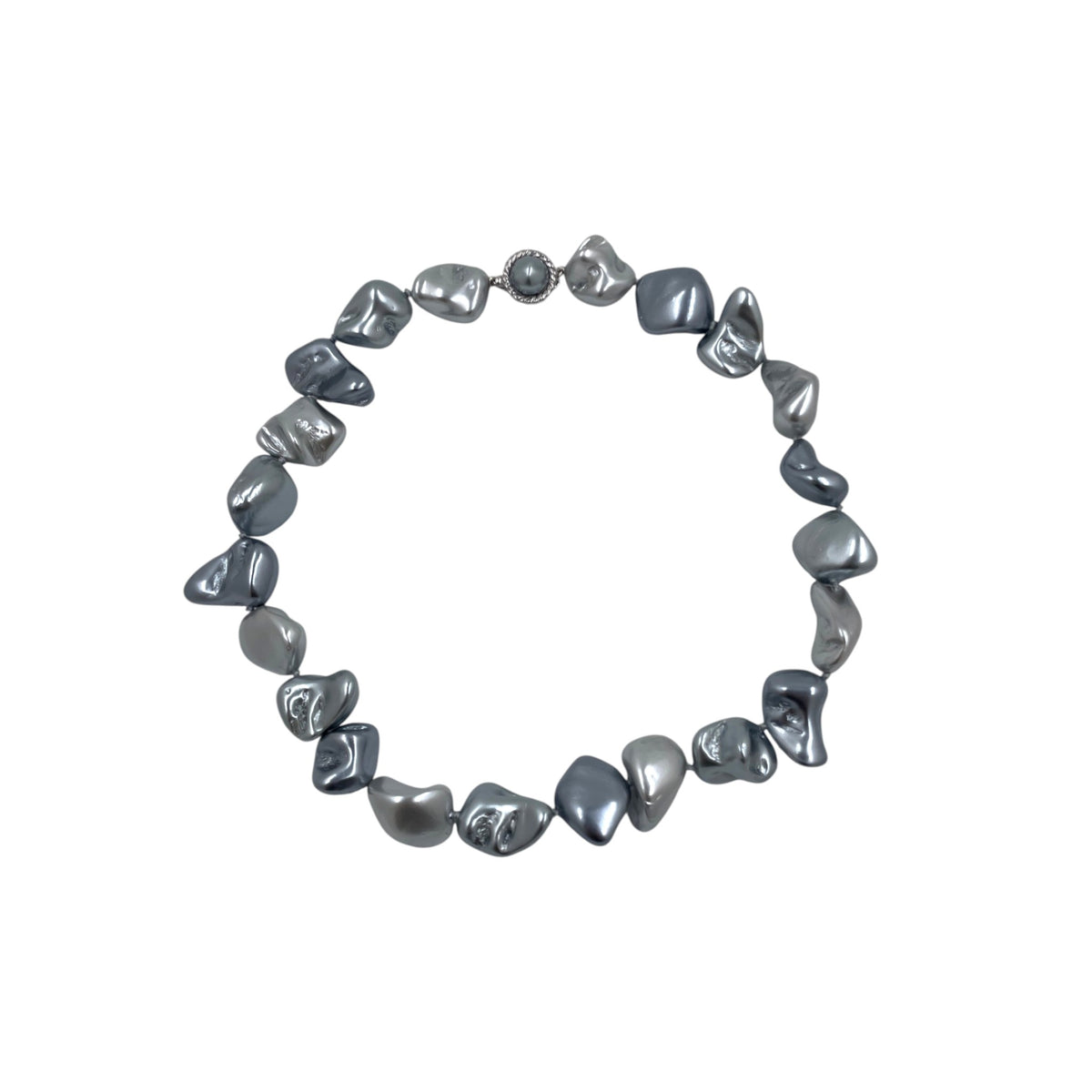 Juego de Collar Aretes y Pulsera | Perlas Barroco Mallorca Bijoux | Azul Petroleo 15MM