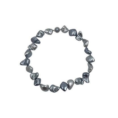 Juego de Collar Aretes y Pulsera | Perlas Barroco Mallorca Bijoux | Azul Petroleo 15MM