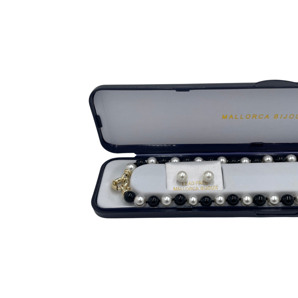 Set Collar y Aretes | Perlas Mallorca Bijoux | Bicolor Negro e Ivory 8MM