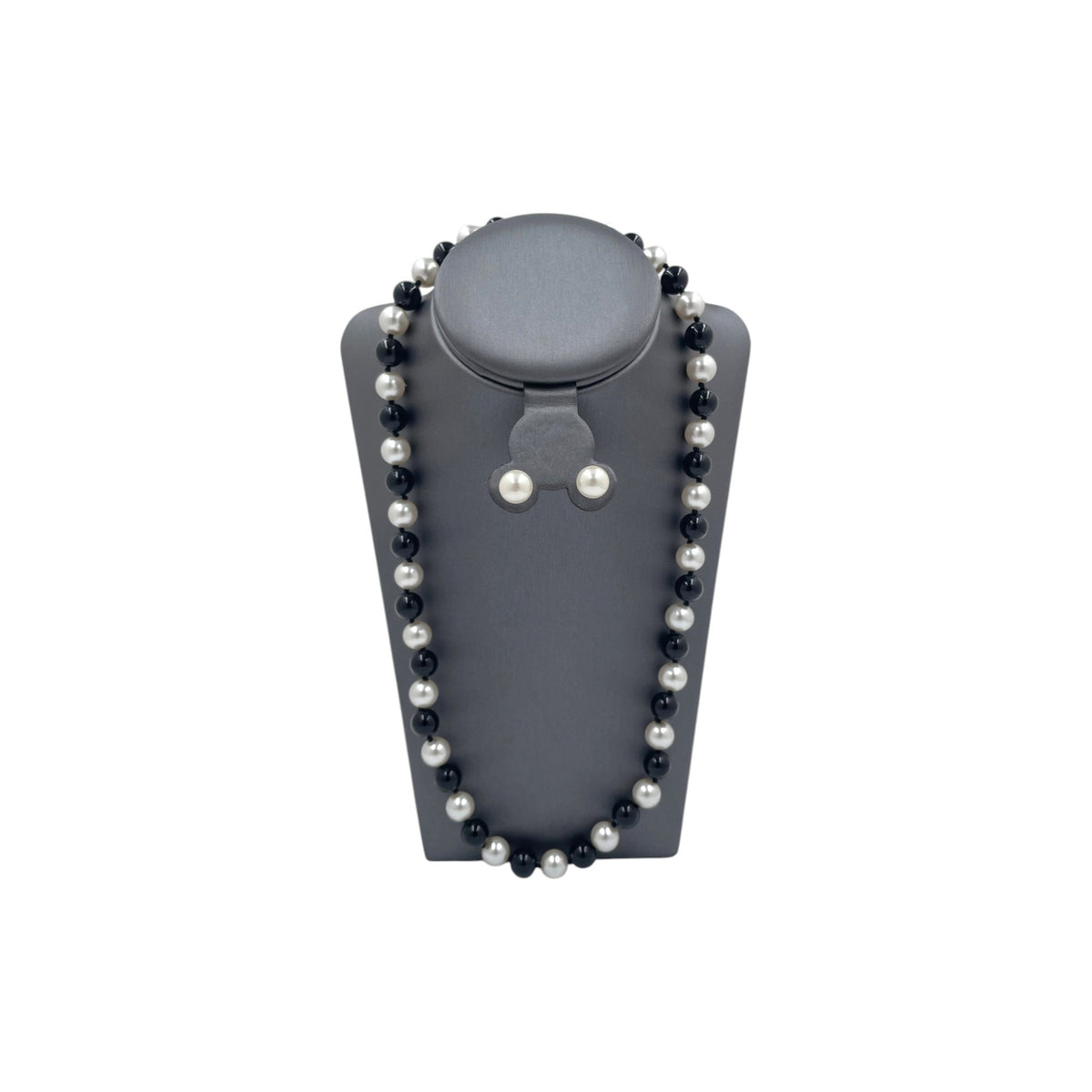 Set Collar y Aretes | Perlas Mallorca Bijoux | Bicolor Negro e Ivory 8MM