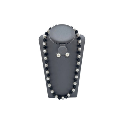 Set Collar y Aretes | Perlas Mallorca Bijoux | Bicolor Negro e Ivory 8MM