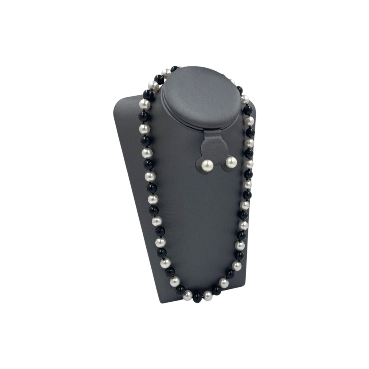 Set Collar y Aretes | Perlas Mallorca Bijoux | Bicolor Negro e Ivory 8MM