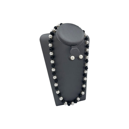 Set Collar y Aretes | Perlas Mallorca Bijoux | Bicolor Negro e Ivory 8MM