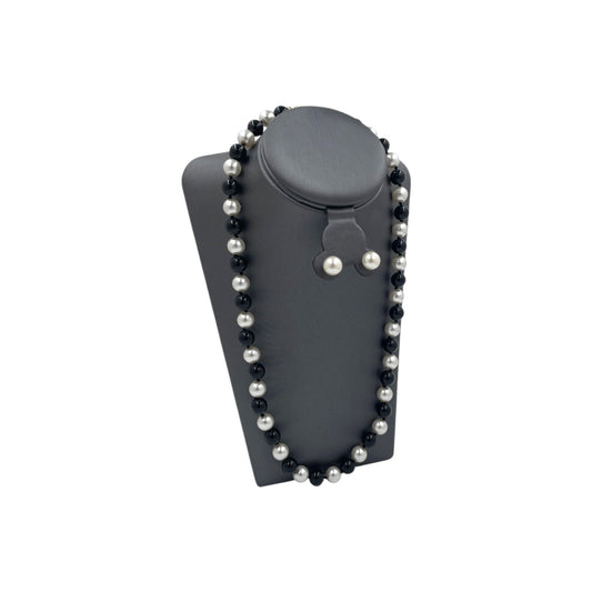 Set Collar y Aretes | Perlas Mallorca Bijoux | Bicolor Negro e Ivory 8MM