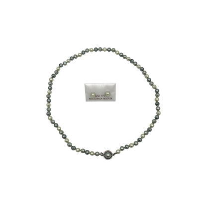 Set Collar y Aretes | Perlas Mallorca Bijoux | Bicolor tonos Verdes 8MM