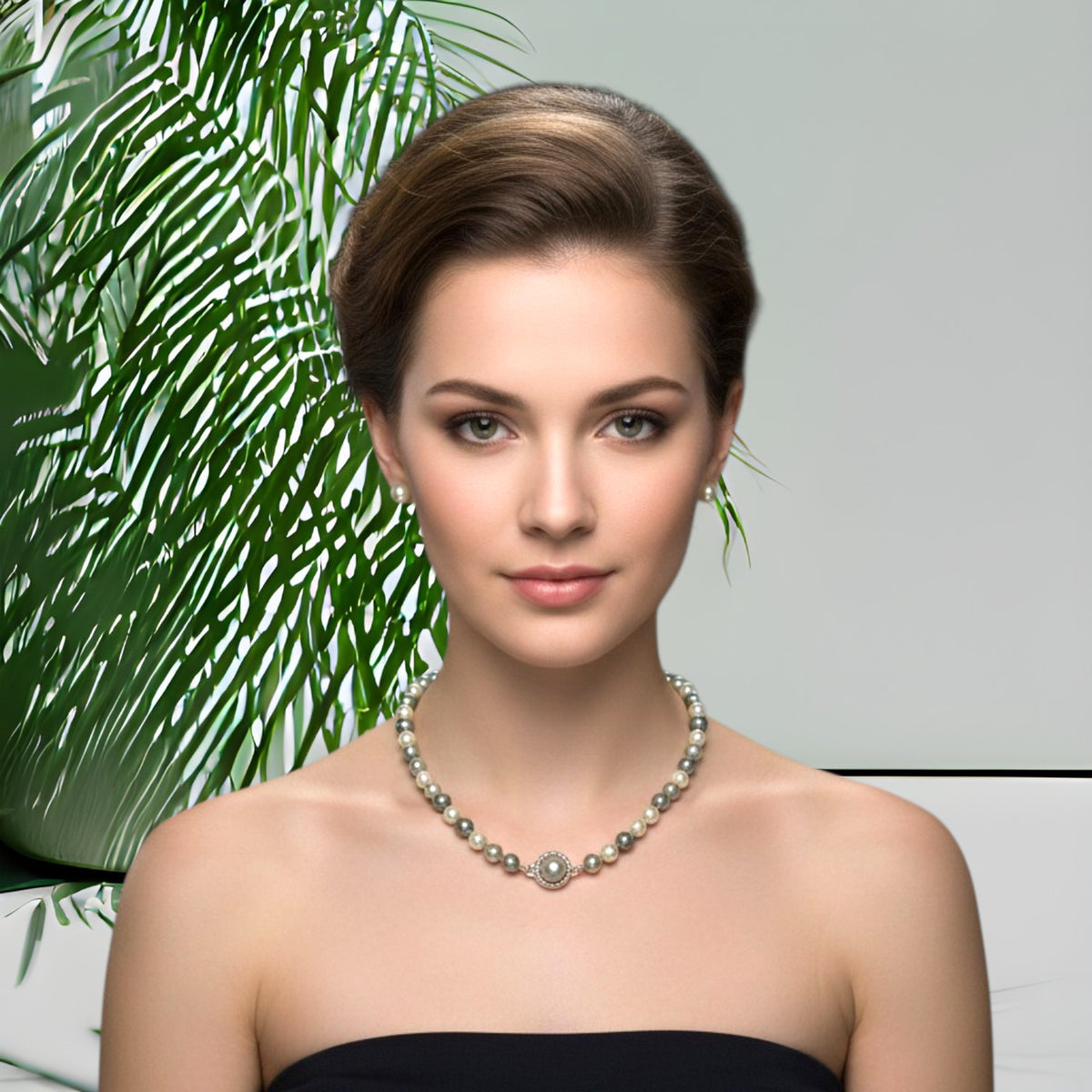 Set Collar y Aretes | Perlas Mallorca Bijoux | Bicolor tonos Verdes 8MM