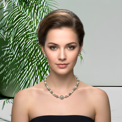 Set Collar y Aretes | Perlas Mallorca Bijoux | Bicolor tonos Verdes 8MM