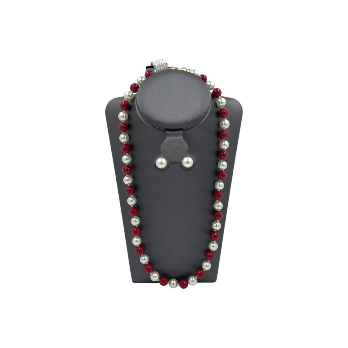 Set Collar y Aretes | Perlas Mallorca Bijoux | Bicolor Rojo e Ivory 8MM