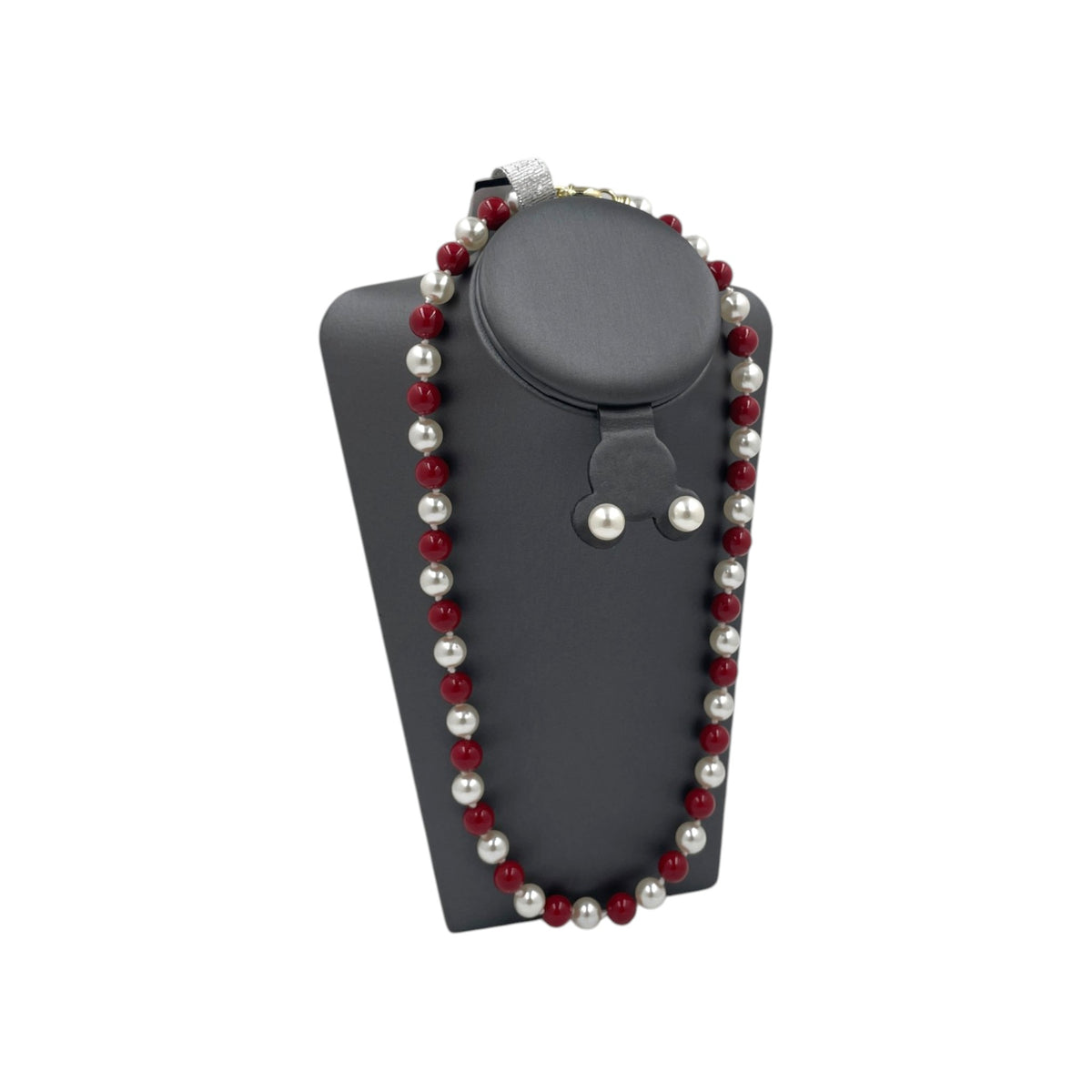 Set Collar y Aretes | Perlas Mallorca Bijoux | Bicolor Rojo e Ivory 8MM
