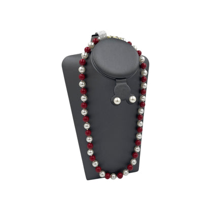 Set Collar y Aretes | Perlas Mallorca Bijoux | Bicolor Rojo e Ivory 8MM