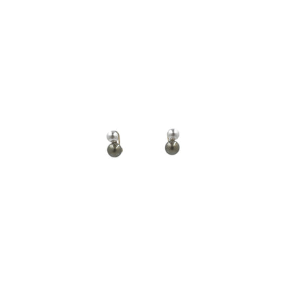 Aretes Perla Mallorca Bijoux | Chapa De Oro Bicolor | Verde Estilo Boquel Doble