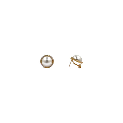 Aretes Perla Mallorca Bijoux | Baño De Chapa De Oro | Ivory con Zirconias 17MM