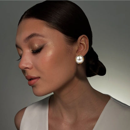 Aretes Perla Mallorca Bijoux | Baño De Chapa De Oro | Ivory con Zirconias 17MM
