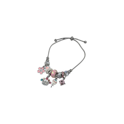 Pulsera Tipo Pandora Plata | Dijes con Zirconias | Ajustable Charm Varios