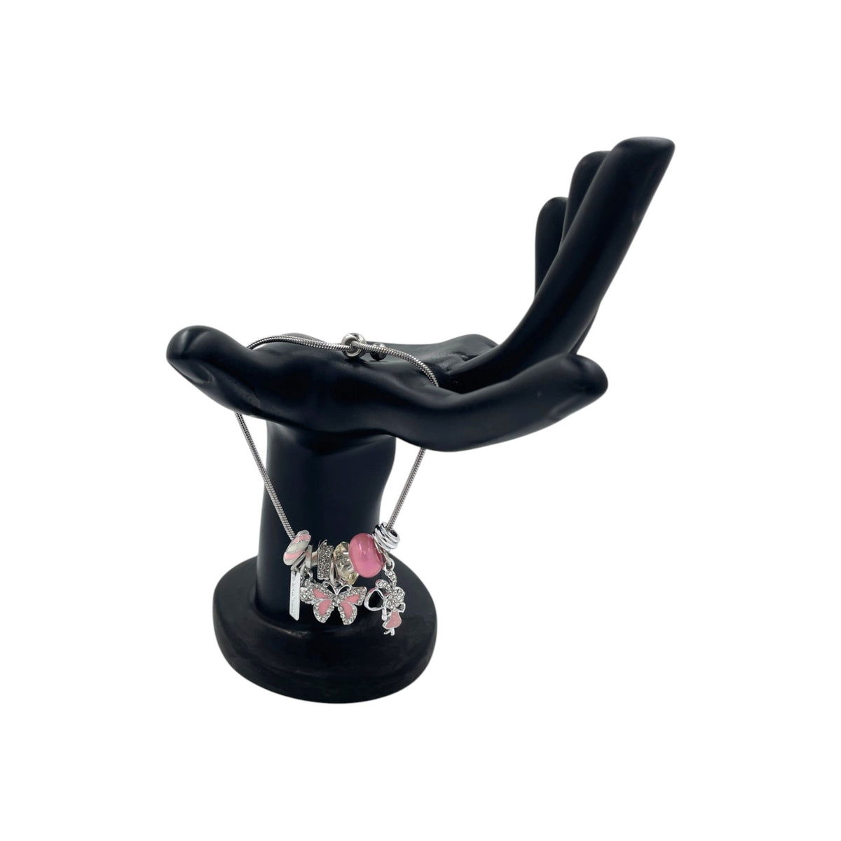 Pulsera Tipo Pandora Plateada | Dijes Rosas con Zirconias | Ajustable Charm Varios