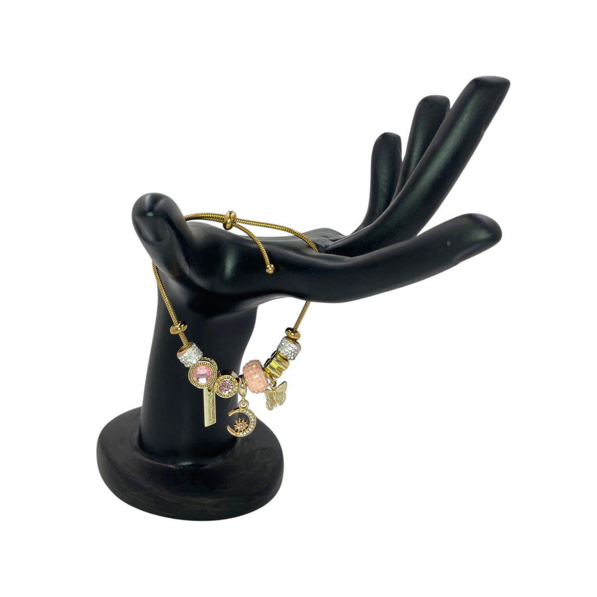 Pulsera Tipo Pandora Dorada | Dijes con Zirconias | Ajustable Charm Varios