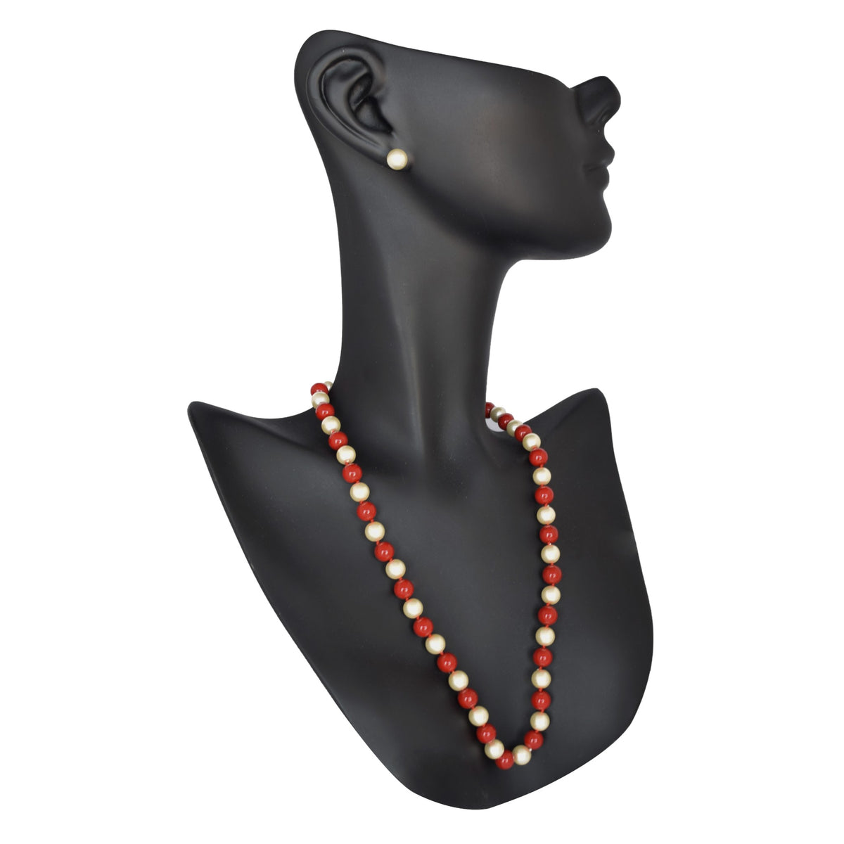 Set Collar y Aretes | Perlas Mallorca Bijoux | Bicolor Rojo e Ivory 8MM