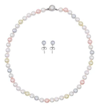Set Collar y Aretes | De Perlas Mallorca | Bicolor Pasteles 2 Pz 45 Cm