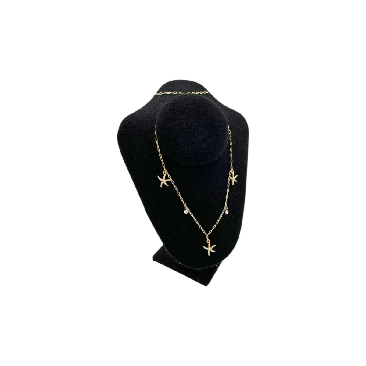 Collar de Estrellas de mar | Chapa de oro con Zirconias | Dorado de 45cm