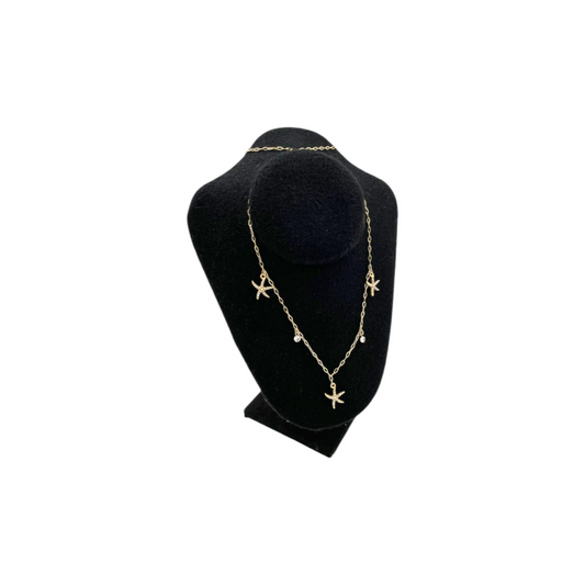 Collar de Estrellas de mar | Chapa de oro con Zirconias | Dorado de 45cm