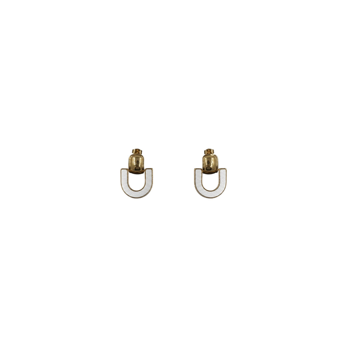 Aretes Colgantes Geométricos | Forma de U Bicolor 27 mm