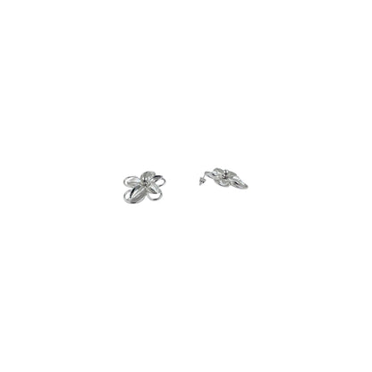 Aretes de Flor Calada  |  Brillo espejo Plateados 39mm