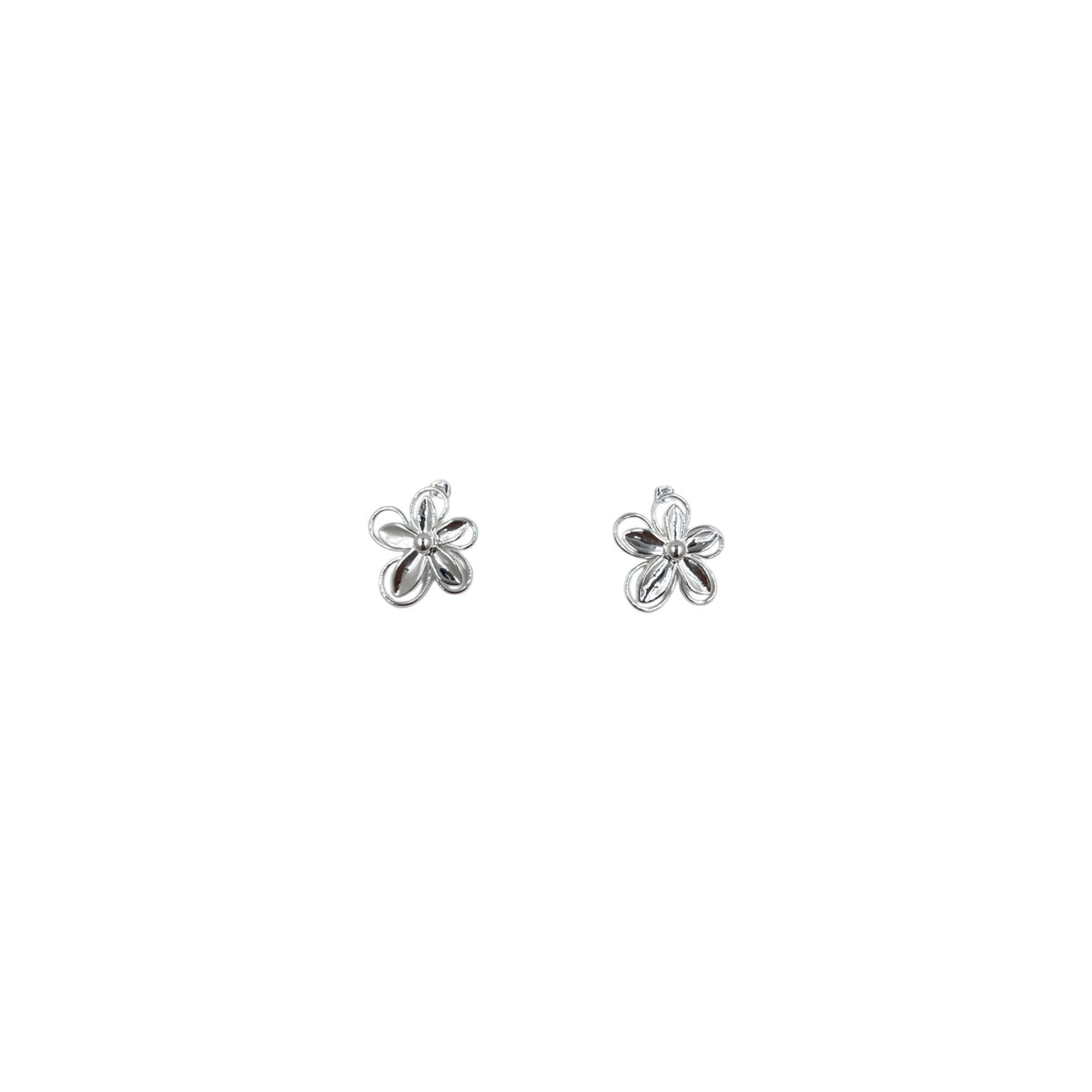 Aretes de Flor Calada  |  Brillo espejo Plateados 39mm