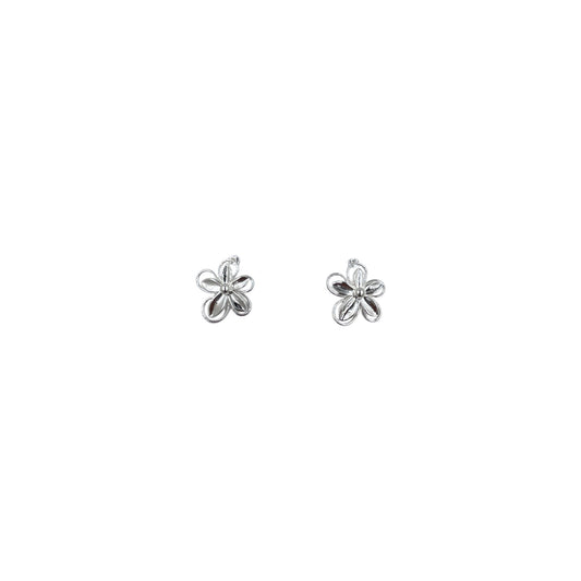 Aretes de Flor Calada  |  Brillo espejo Plateados 39mm