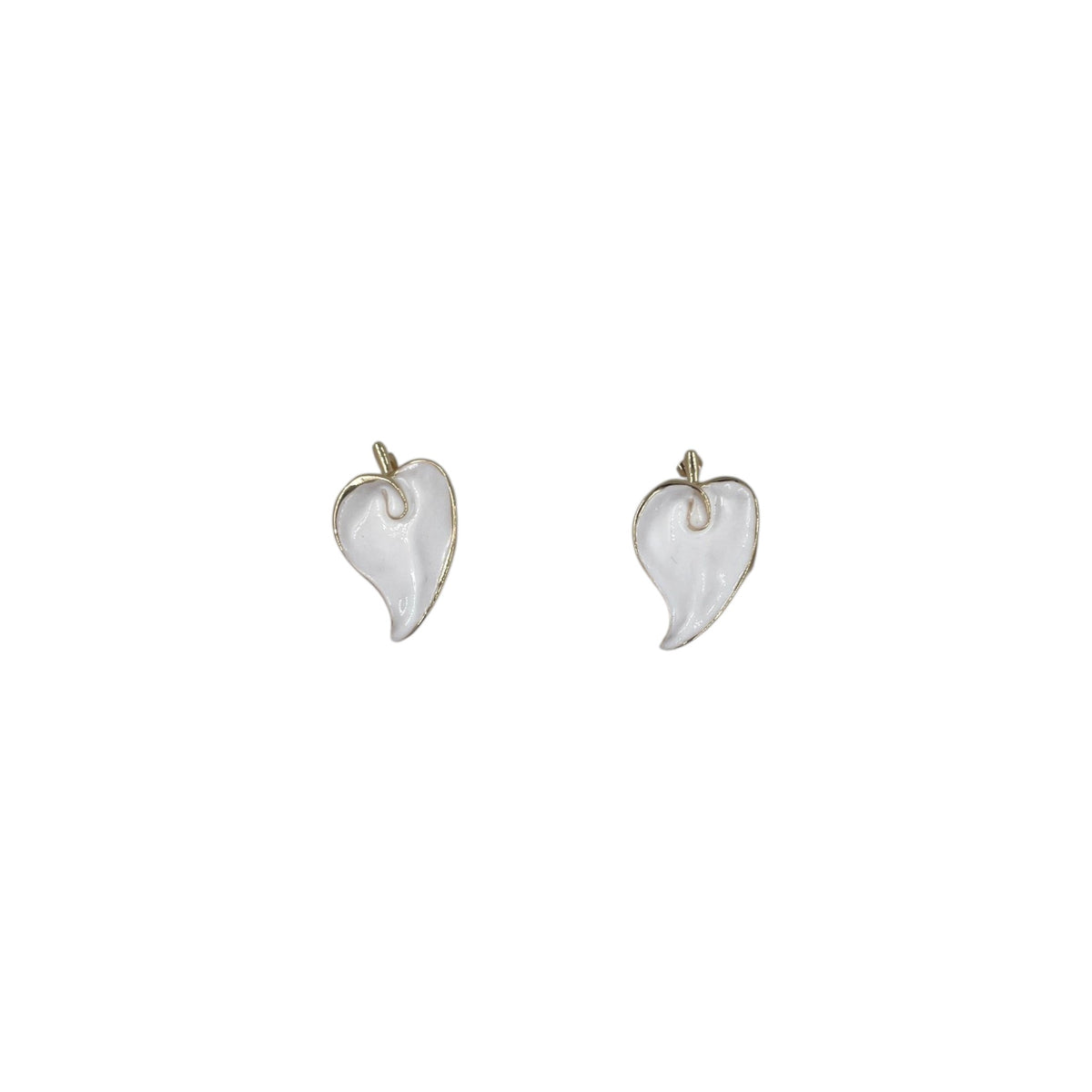 Aretes de Hoja  | Colgantes Esmaltados | Blancos & Bisel Dorado 50mm