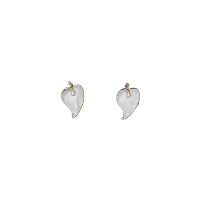 Aretes de Hoja  | Colgantes Esmaltados | Blancos & Bisel Dorado 50mm