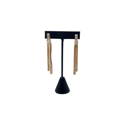 Aretes Largos de Flecos | Cadenas Doradas y Zirconias 75mm