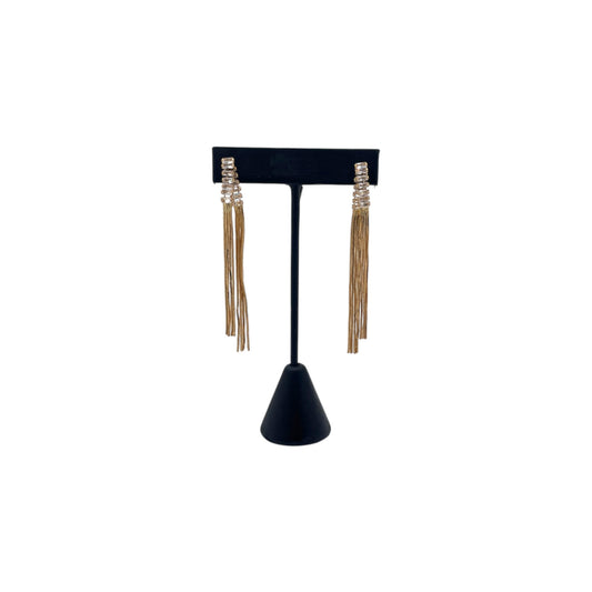 Aretes Largos de Flecos | Cadenas Doradas y Zirconias 75mm