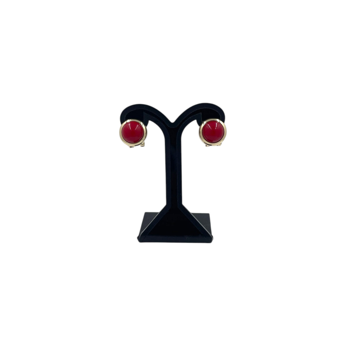 Aretes Perla Mallorca Bijoux | En Chapa de Oro | Ovalados Rojos 15MM
