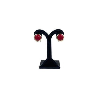 Aretes Perla Mallorca Bijoux | En Chapa de Oro | Ovalados Rojos 15MM