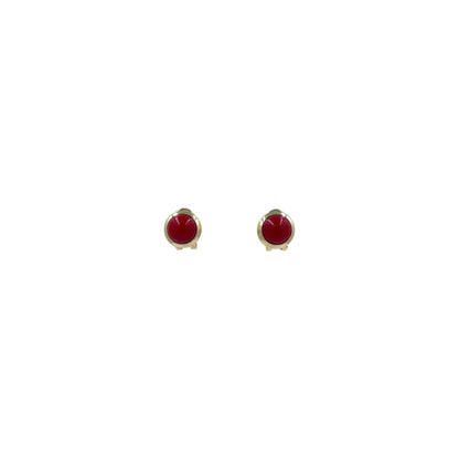 Aretes Perla Mallorca Bijoux | En Chapa de Oro | Ovalados Rojos 15MM