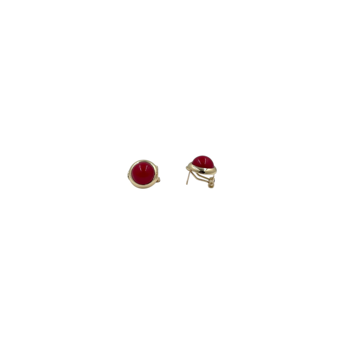 Aretes Perla Mallorca Bijoux | En Chapa de Oro | Ovalados Rojos 15MM