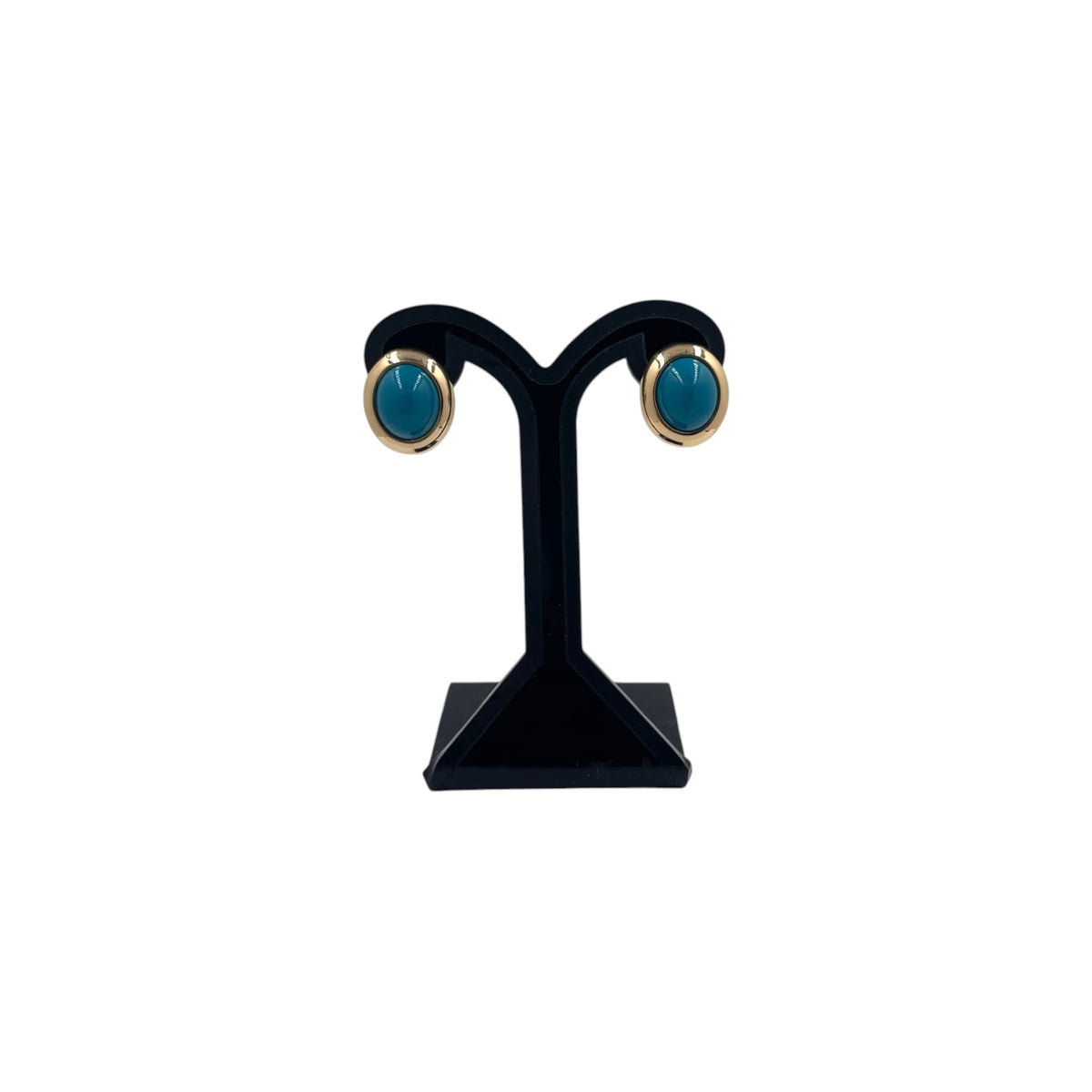 Aretes Perla Mallorca Bijoux | En Chapa de Oro | Ovalados Turquesa 15MM